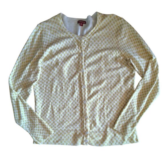 Merona Yellow White Patterned Button Front Cardigan Sweater XXL - Picture 2 of 12